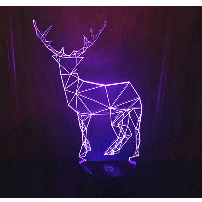 

3D LED Night Light Sika Deer Come with 7 Colors Light for Home Decoration Lamp Amazing Visualization Optical Illusion Awesome