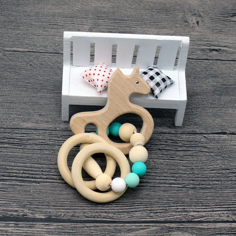 Mordedor de madera para beb&eacute;, pulsera de dentici&oacute;n de grado alimenticio, juguete seguro, regalo para A&ntilde;o Nuevo, 1 ud.-3