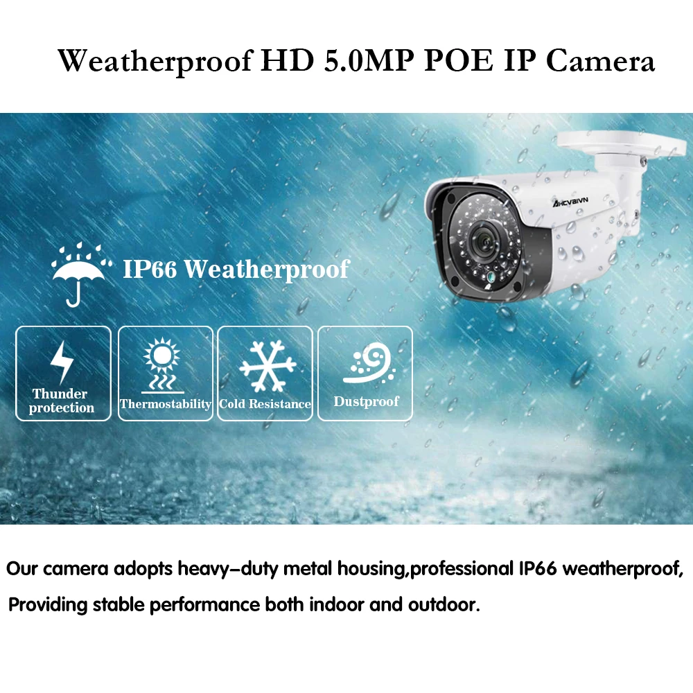 HD H.265 5MP POE 48V ip-камера безопасности Система видеонаблюдения NVR 4CH 5.0MP наружного