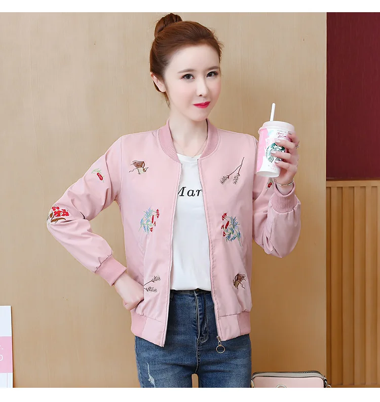 

2021 spring and autumn baseball uniform women's Korean Edition students' casual short Embroidered Jacket Women's fashion