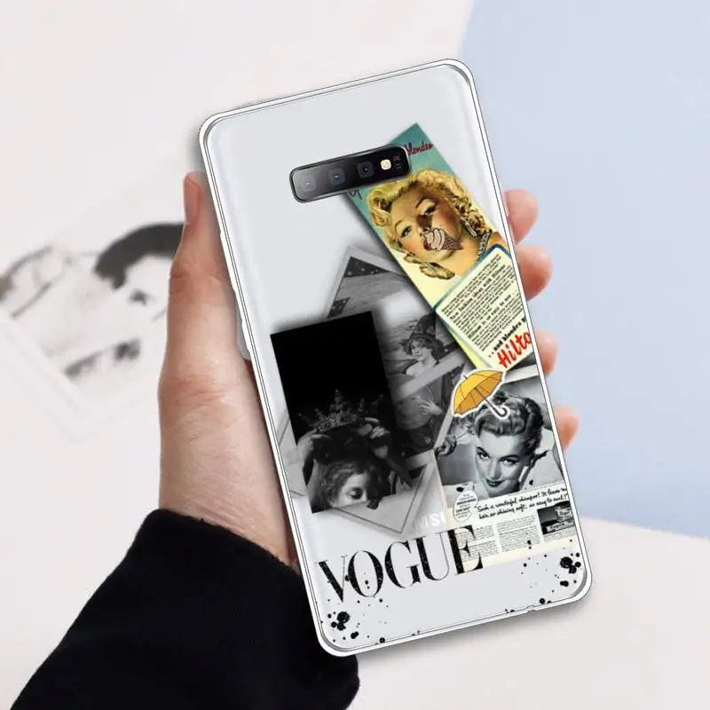 

label Stitching art pattern retro aesthetic Phone Case Transparent For Samsung Galaxy A 71 21s S note 8 9 10 plus 20 ultra