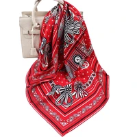 luxury 100 twill silk scarf bandana unisex man women paisley medal print shawl hijab hand rolled turban 9090cm