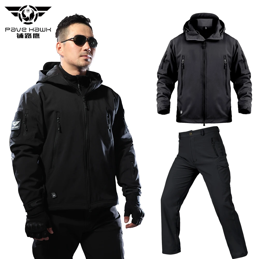 PAVEHAWK Водонепроницаемый мужские наборы теплая верхняя одежда с капюшоном куртки