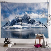 wall tapestry white snow mountain background landscape decorative wall hanging for living room bedroom dorm room home decor