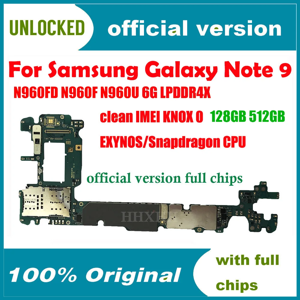 Оригинальная разблокированная материнская плата MB для Samsung Galaxy Note 9 N960F N960FD N960U N960N
