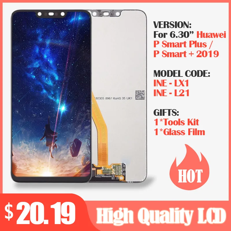 Оригинальный дисплей для Huawei P Smart Plus ЖК + сенсорный дигитайзер в сборе