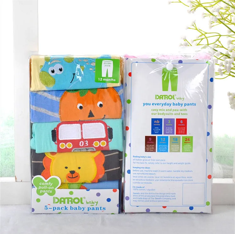 Брюки для новорожденных 5 шт./лот 3 36 месяцев 100% хлопок с цветной вышивкой в виде