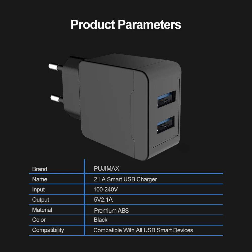 PUJIMAX USB зарядное устройство 2 порта с магнитным кабелем 1 м для samsung