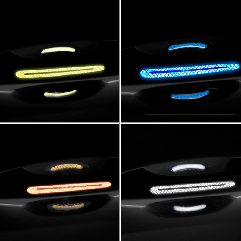 Светоотражающие наклейки на ручки двери автомобиля 4 шт. для Skoda Octavia A5 A7 2 Rapid Fabia Yeti