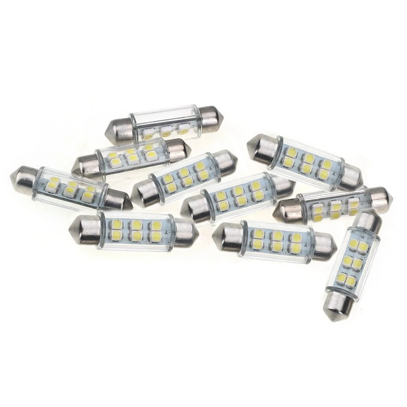 

10 Pcs Lamp Light Torpedo 6 SMD LED White Dc 12v For Car License Plate 39mm