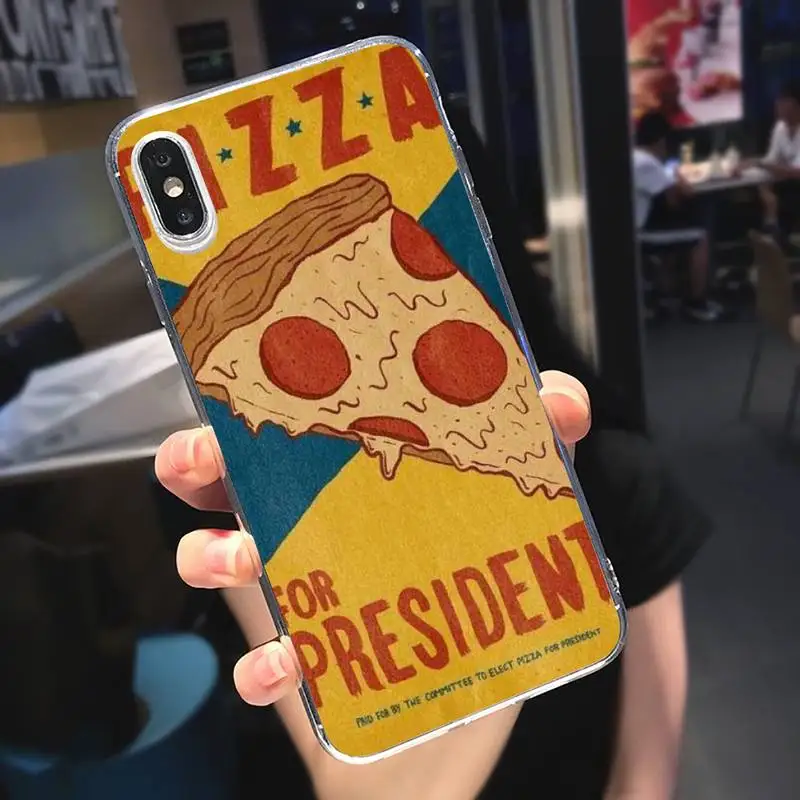 

Funny cartoon pizza best friends Phone Case Transparent for iPhone 6 7 8 11 12 s mini pro X XS XR MAX Plus