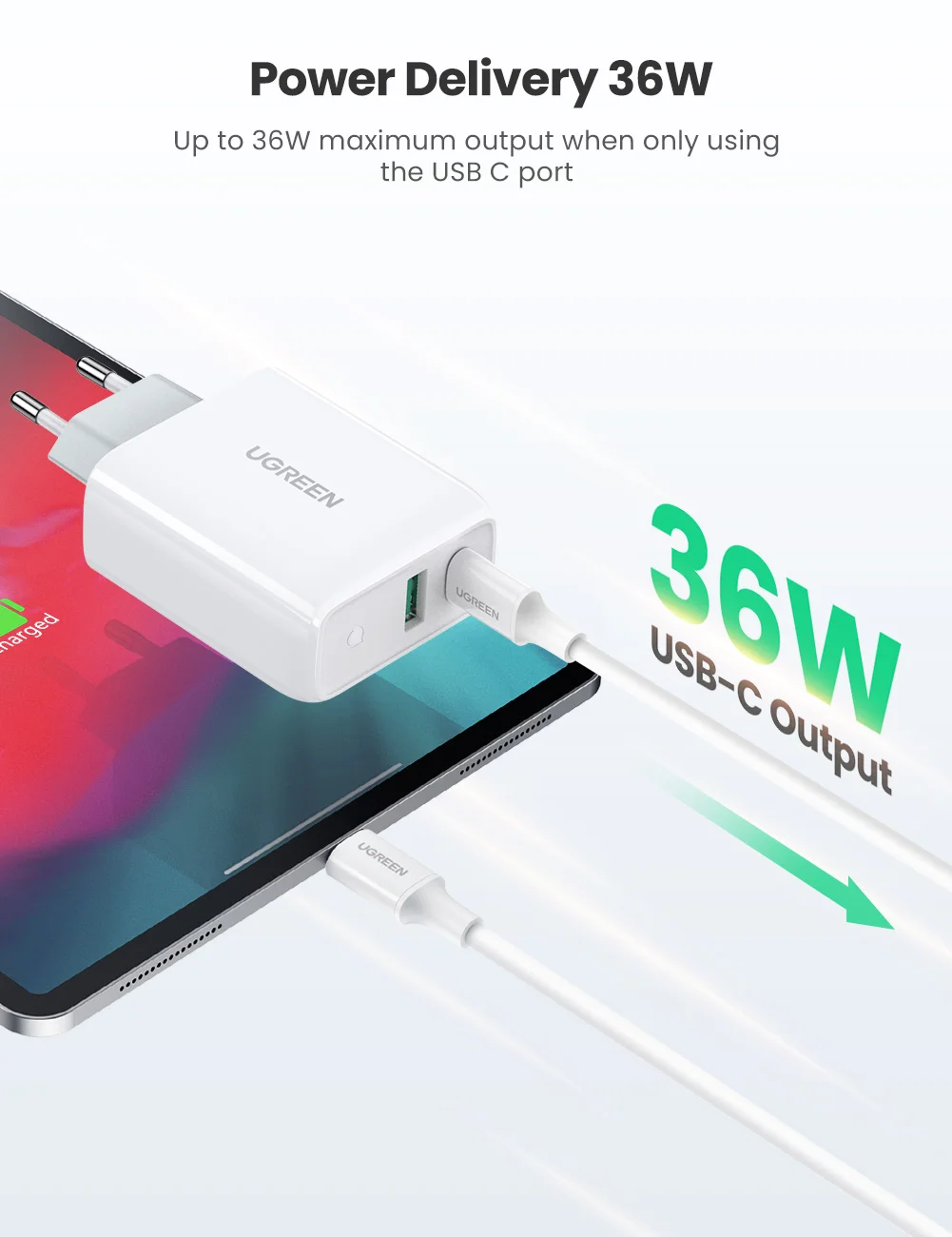 UGREEN PD36W USB зарядное устройство Quick Charge 4 0 3 типа C для iPhone 12 Xiaomi Samsung QC зарядного