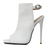 summer women clear heels white buckle sandals fashion sexy new peep toe sandals stilettos heels consice 35 48