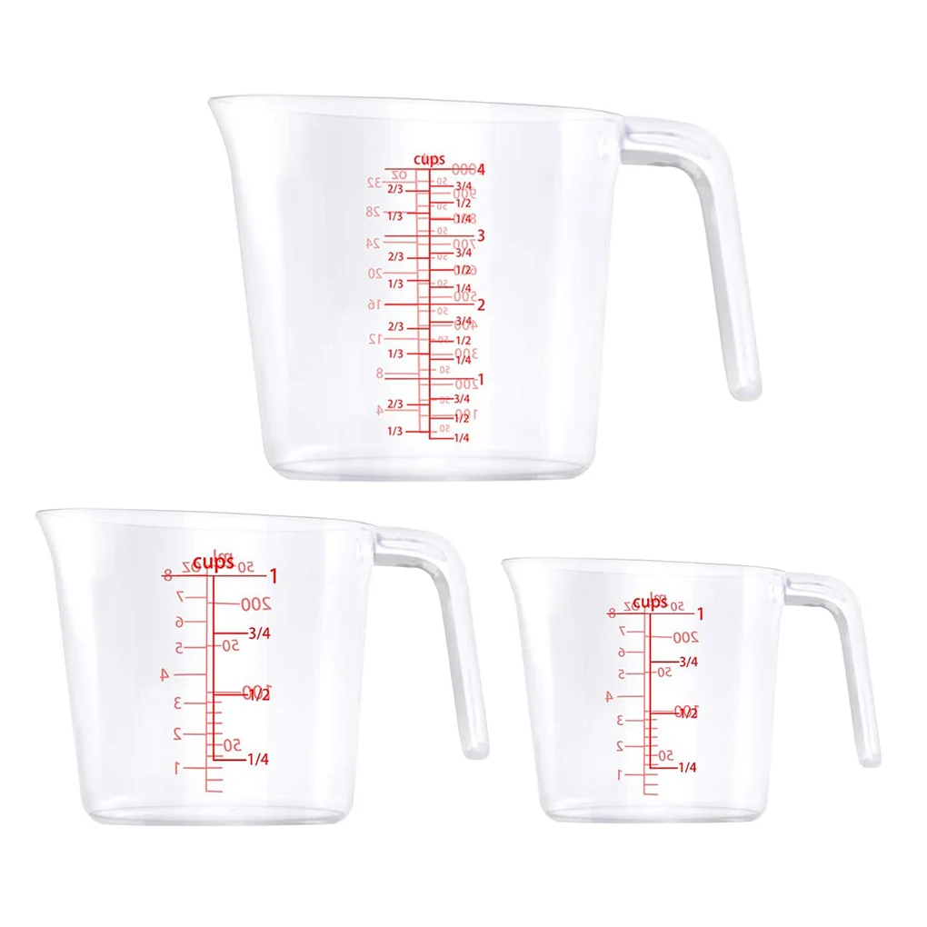 

3pcs Measuring Cups Stackable Measuring Jugs Plastic Handle Kitchen Cooking Measurements Cup with graduated