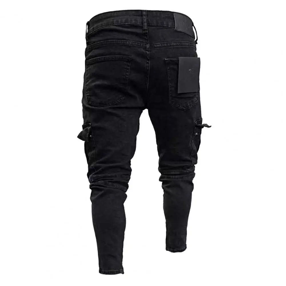 Dropshipping!! New Men Jeans Biker Pants Ripped Denim Skinny Male Trousers for Men