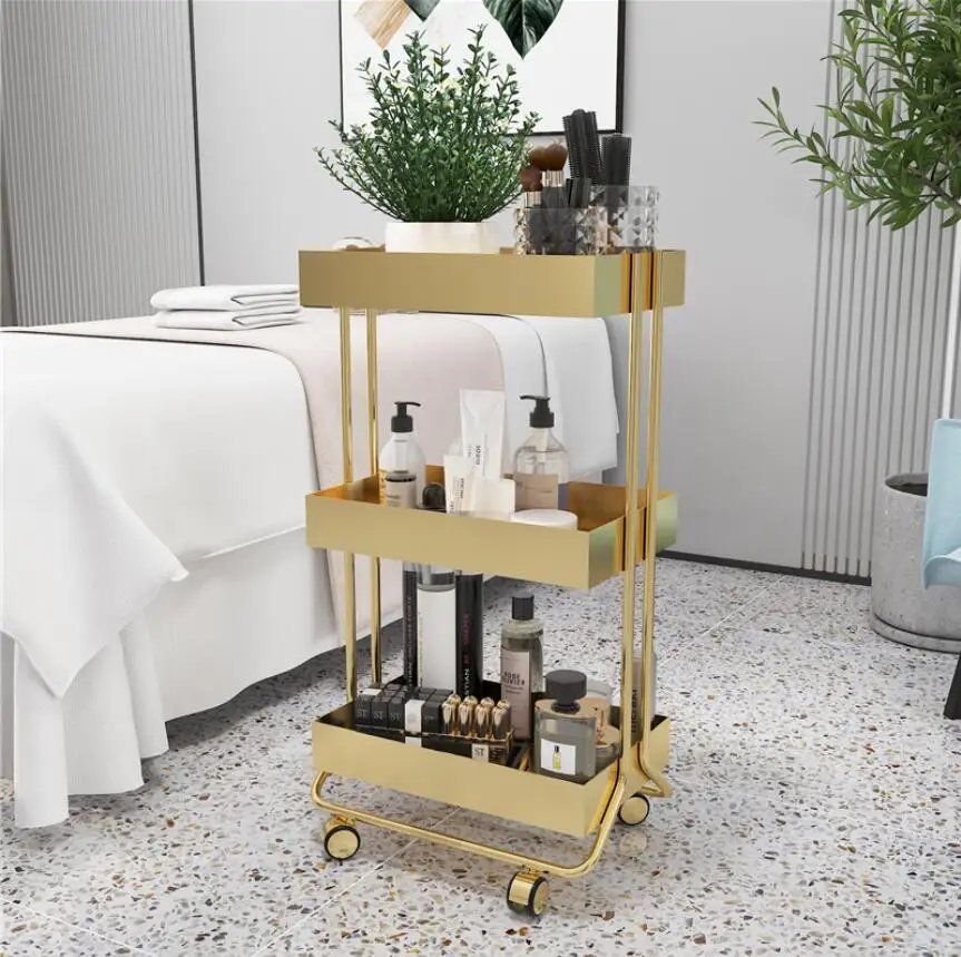 

High grade beauty salon trolley embroidered eyelashes nail salon special tools trolley storage mobile shelf