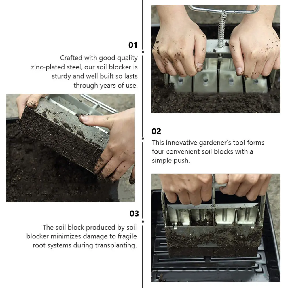 

1pc Soil Block Maker Manual Quad Soil Blocker with Comfortable Handle for Garden
