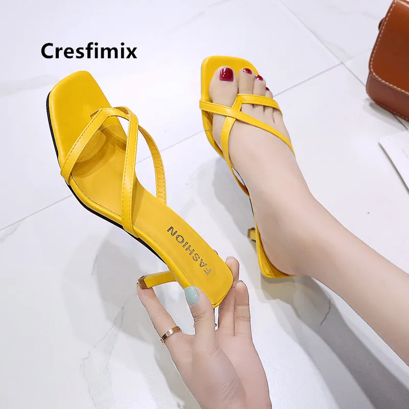 Женские босоножки из искусственной кожи Cresfimix черные на высоком каблуке лето C5473 |