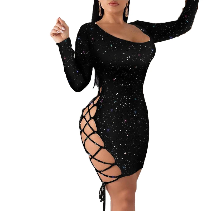 

Женское сексуальное облегающее платье с блестками, яркое платье с открытой спиной для вечевечерние, ночного клуба