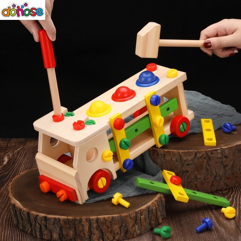 Детские игрушки деревянный автобус гайка инструмент для разборки Обучающие