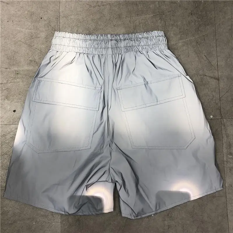 

New RHUDE Shorts Gray Color Men Women Reflective effect Rhude Shorts Inside Tag US/EU Size Oversize Knee Length