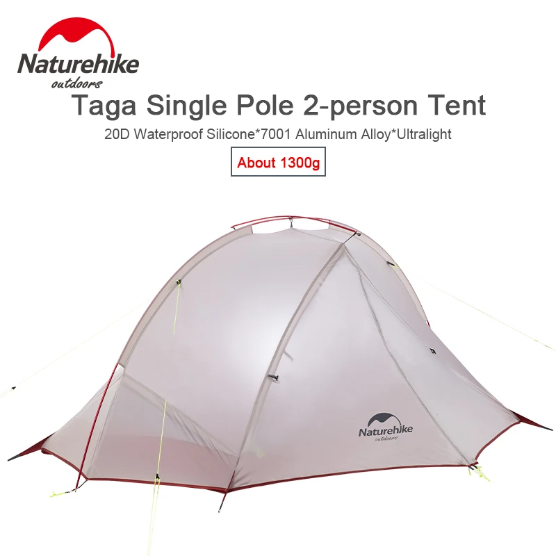 

Naturehike 2021 Taga Camping Tent 2-Person Outdoor Portable Ultralight 1.3kg Single Pole Travel Tent Waterproof Hiking Equipmet