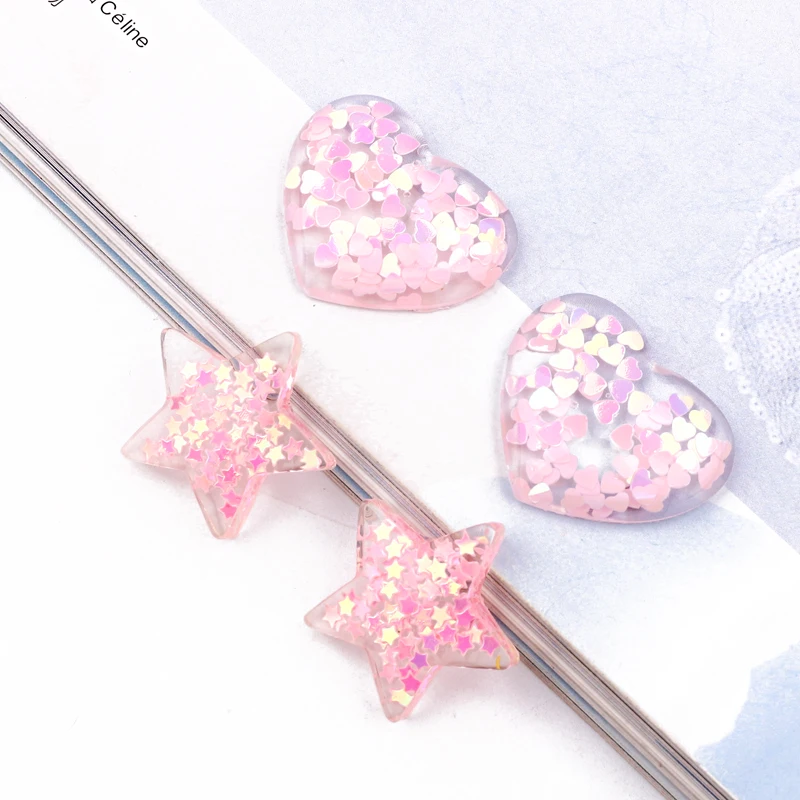 5 шт. блестящая Звезда любви смола кабошон шарик нашивка брошь ювелирных изделий