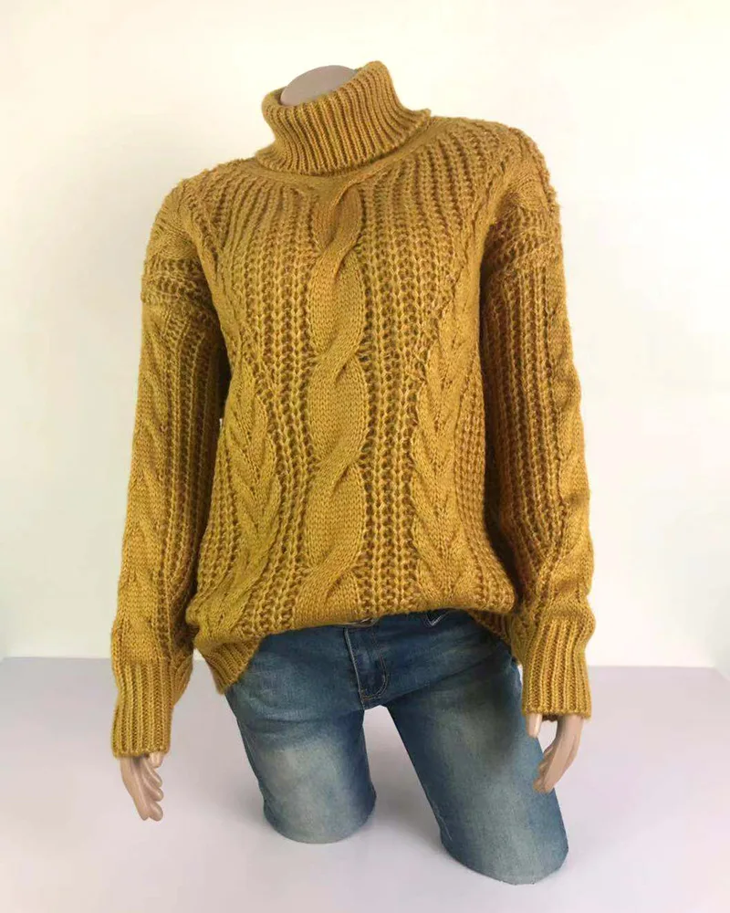 

2020 Autumn Winter New College Style Knit Sweater Women Fashion Thick Turtleneck Pullovers Sweaters Womens Clothes