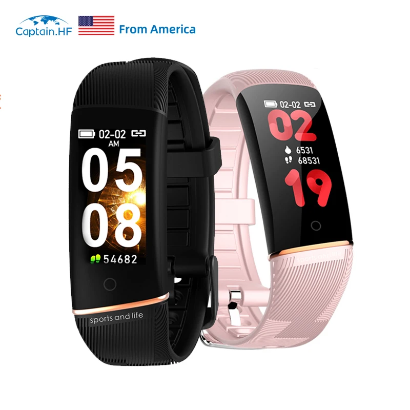 US Captain HF Фитнес Браслет сенсорная кнопка цветной дисплей умный будильник смарт
