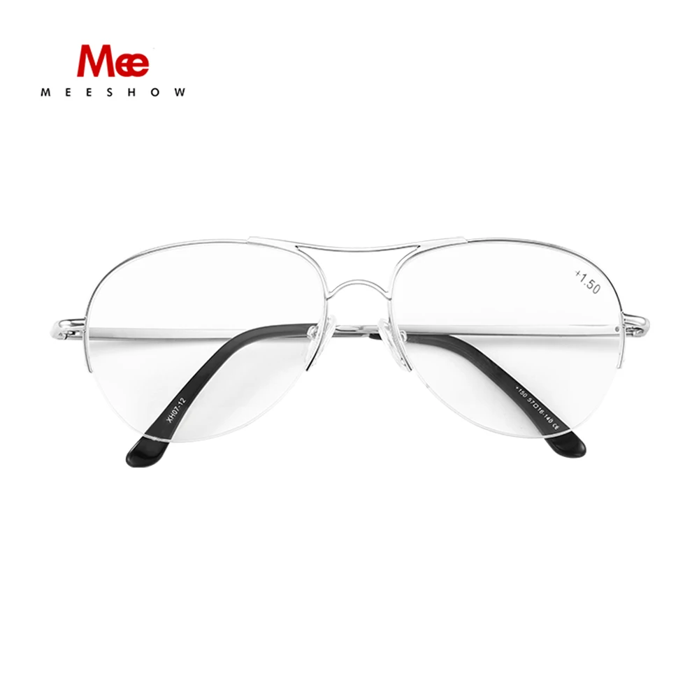 MEESHOW Pilot очки для чтения приглушенные очки gafas lectura негабаритные мужские металлические очки gøzluk+ от 1,0 до 3,0 leesbril T0341