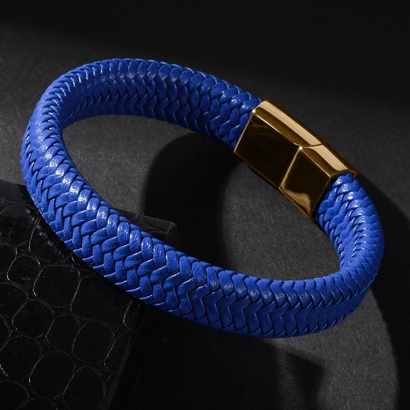 Модные мужские ювелирные изделия в стиле панк от MOZO 2020 кожаный браслет с синей