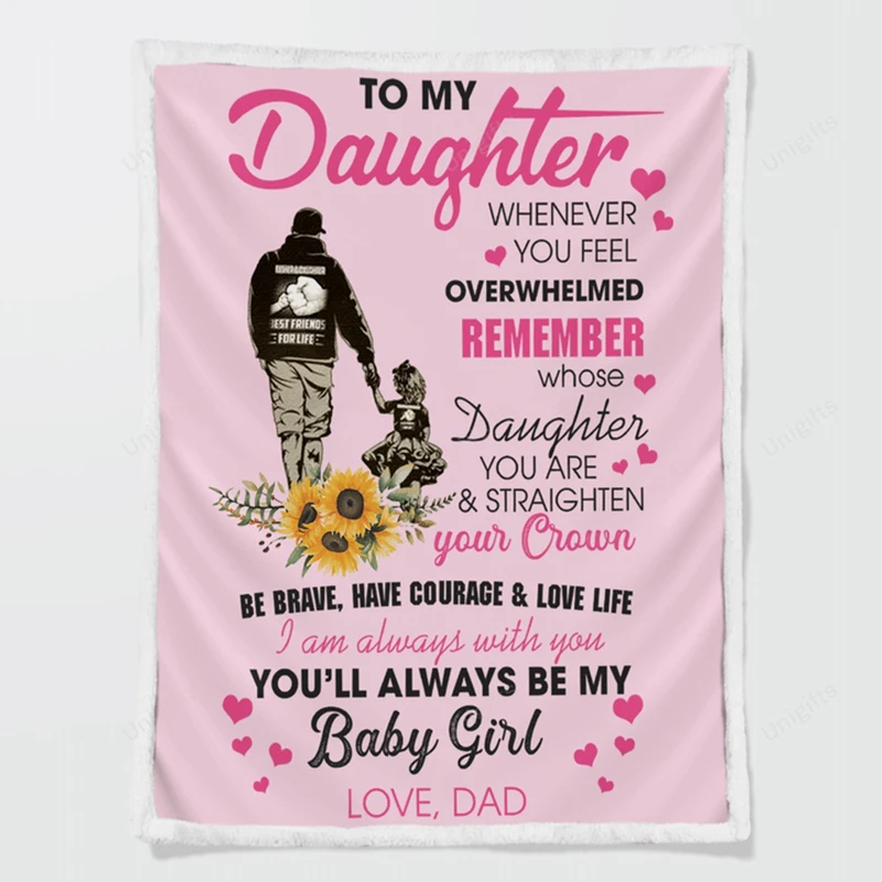 

1PCS Gift For My Daughter From Dad - Uni Best Blanket All The Time Flannel Blanket Creative Letter Printed Blanket NEW