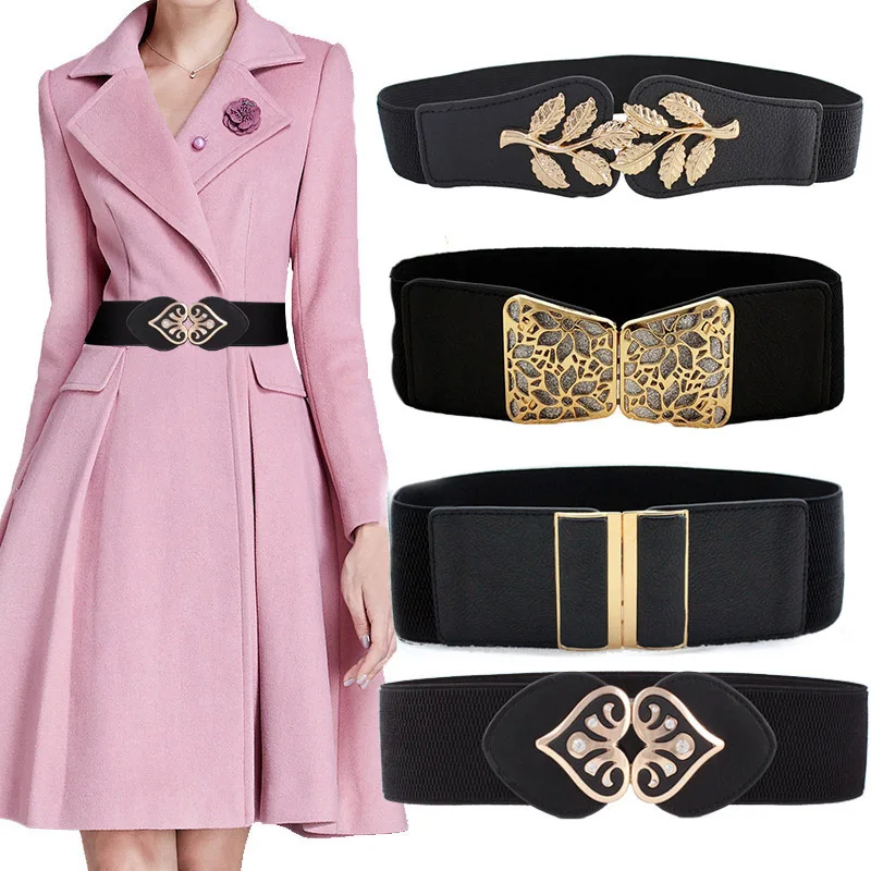 

High quality Fashion Women Elastic Wide Belt Designer Luxury Brand Waist Straps Lady Dress Coat Sweater Decoration Waistband