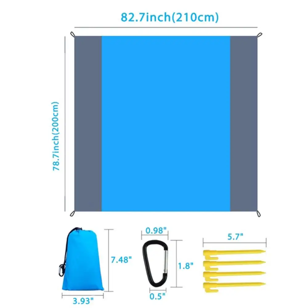 

2x1.4m Waterproof Pocket Beach Blanket Folding Camping Mat Mattress Portable Lightweight Mat Outdoor Picnic Mat Sand Beach Mat
