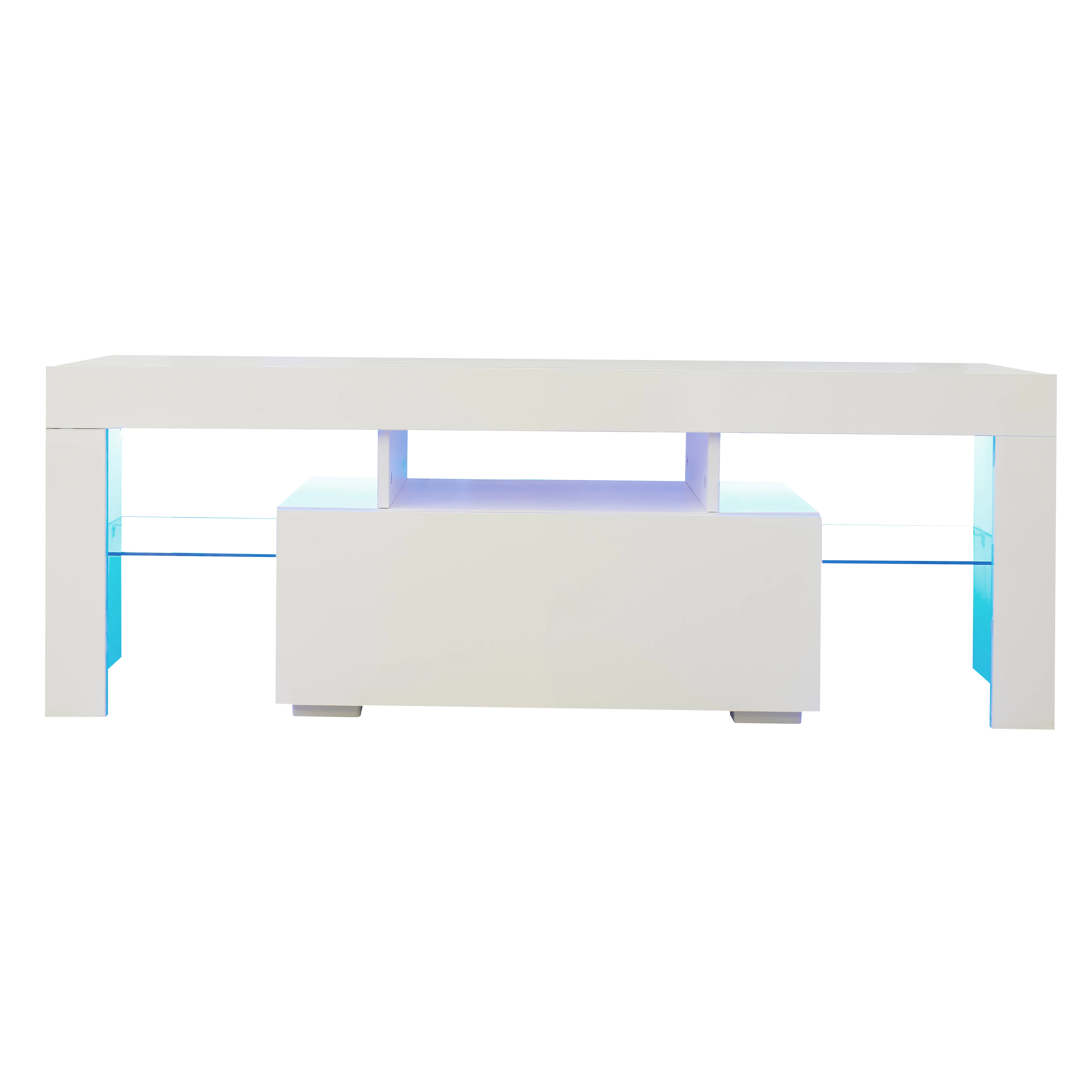 

130cm Modern Large TV Unit Cabinet TV Stand Cabinet with LED Light Matt Body & High Gloss Front for Living Room Furniture