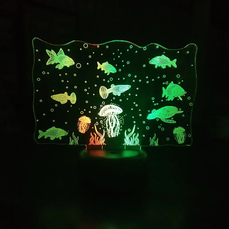 Подводный мир светодиодный 3D светильник USB Сенсорный переключатель красочный