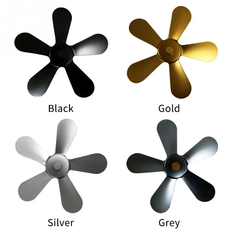 

Household Fireplace Fan Energy-Saving Aluminum Winter Burner Modern Wood Stove Living Room Low Noise Warm Heat Powered 5 Blades
