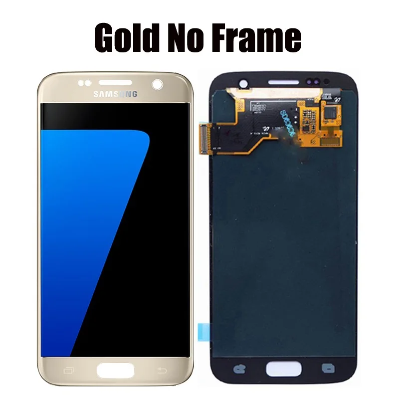Gold No Frame 5,1 дюймов ЖК-дисплей с рамкой для SAMSUNG Galaxy S7 G930 G930F сенсорный экран дигитайзер Замена с сервисным пакетом - Цвет: Gold No Frame