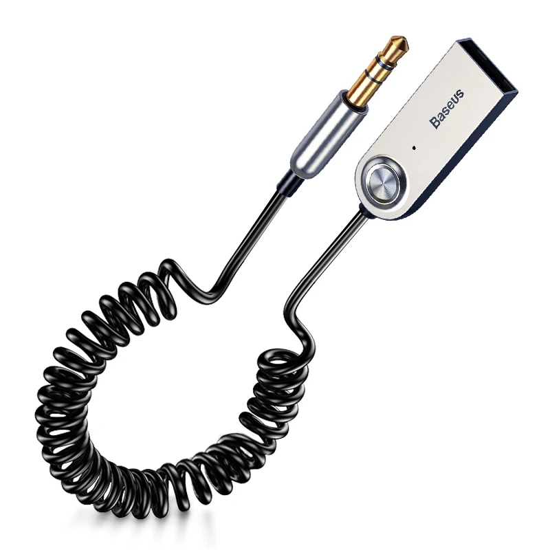 Baseus Bluetooth адаптер USB Dongles кабель для автомобиля 3,5 мм AUX Bluetooth V5.0 4,2 4,0 Bluetooth приемник динамик аудио передатчик - Цвет: Black