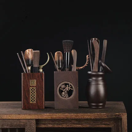 Ebony Аксессуары для чая церемония шесть джентльменов зажим трубки ложка набор