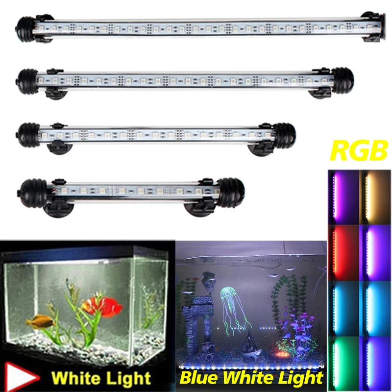 

19/29/39/49CM EU Plug Waterproof Aquarium Fish Tank White LED Light Underwater Submersible Lamp Dimmable light Bar Aquatic Decor