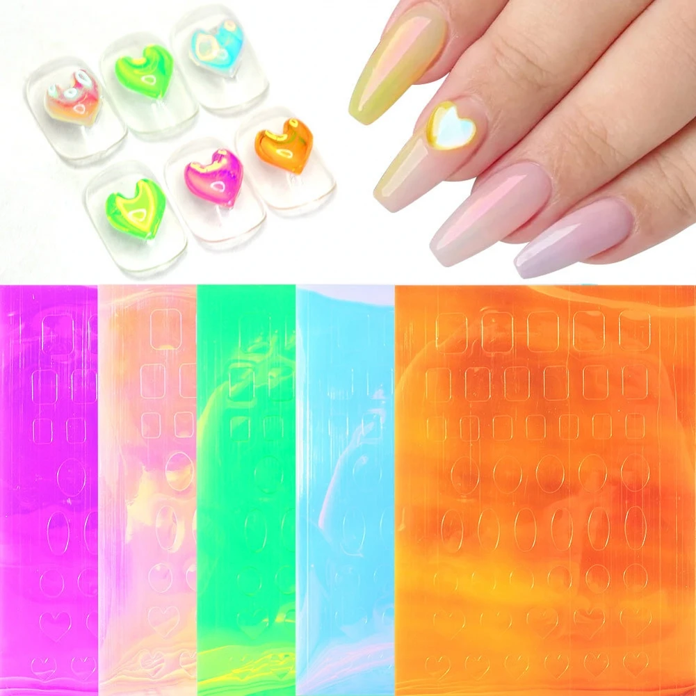 

1Pcs Nail Art Aurora Ice Cube Cellophane Transfer Laser Jewelry Candy Stickers Cropped Paper Manicure Decorations