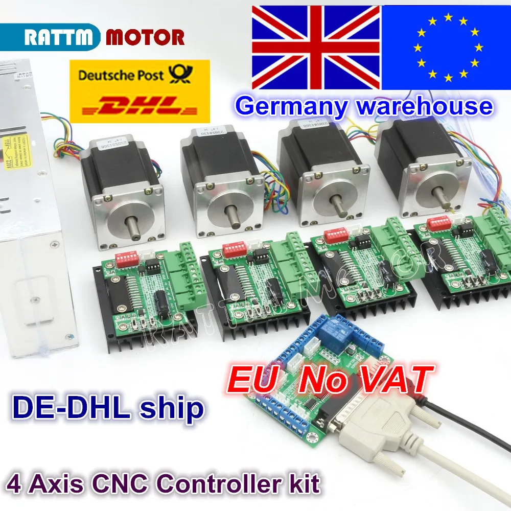 

4 Axis CNC Router Kit! 4pcs 1 axis TB6560 driver & interface board & 4pcs Nema23 270Oz-in stepper motor & 350W Power supply