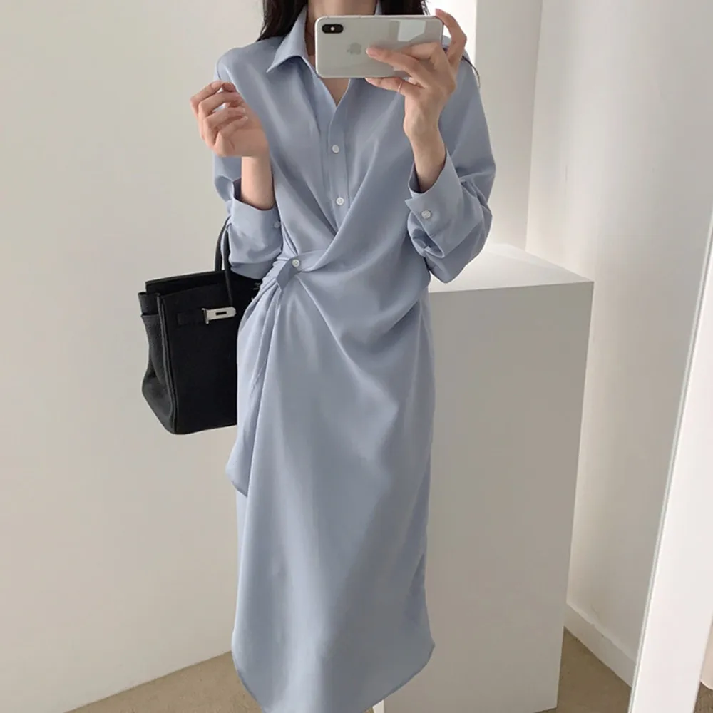 Женское асимметричное платье SMTHMA повседневное однотонное свободное