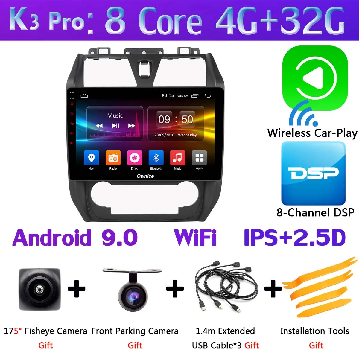 K3 Pro CarPlay Ownice 10," K1 K3 K5 K6 автомобильный dvd-плеер для Geely Emgrand EC7 EC715 EC7-RV EC718 2012- радио gps CarPlay DSP 360 ° панорамный - Цвет: K3 Pro CarPlay