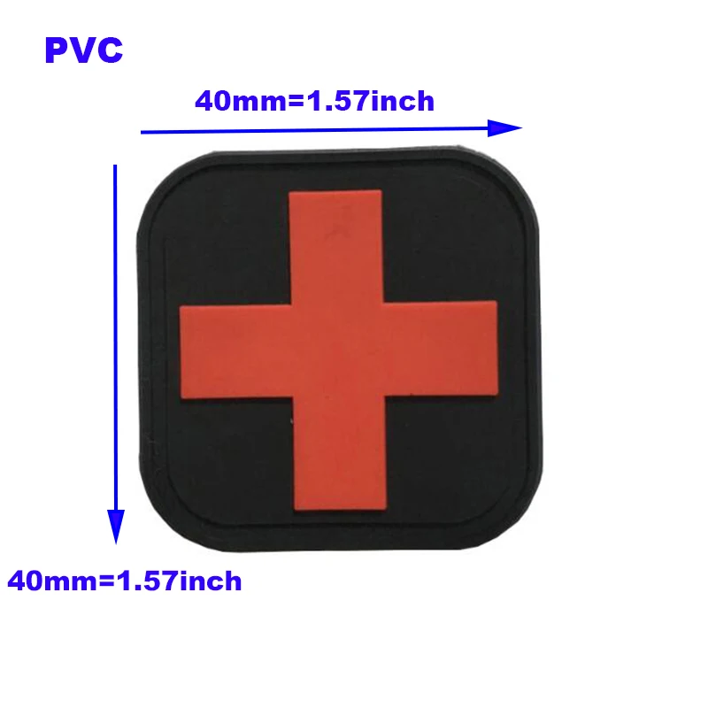 Black Red PVC Rubber Swiss Cross Fingerboard Medical Rescue Nursing Staff Tactical Soldier Backpack Hat Fight Badge image 6