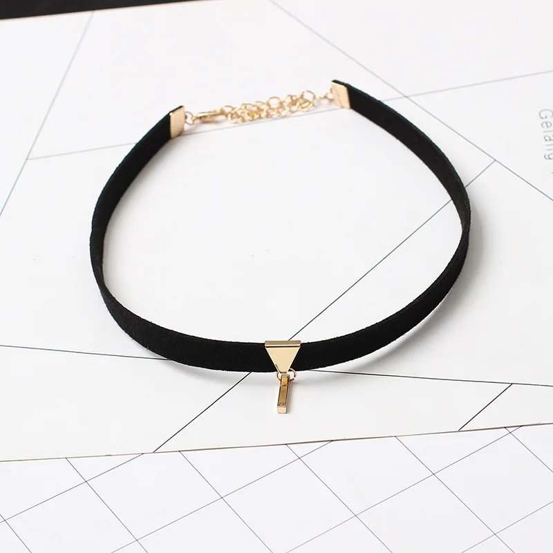 Чокер Diffone Женский короткое ожерелье из черной и коричневой бархатной ленты