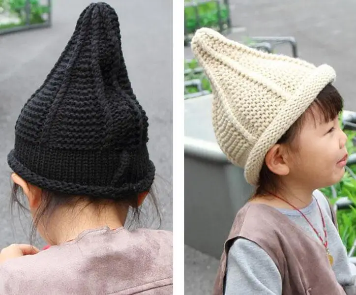 

New Autumn Winter Baby Kids Knitted Hat Candy Color Pointed Caps Children Knitted Beanies Boys Girls Hats