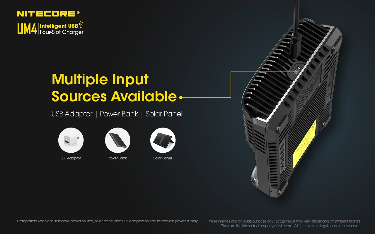 Nitecore UM2 UM4 ЖК-дисплей QC2.0 USB зарядное устройство UM10 UM20 18650 18350 16340 14500 анти короткая схема литий-ионная батарея зарядное устройство s