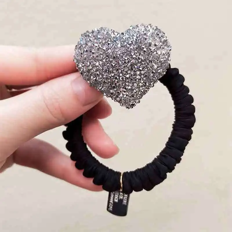 

Flash Drill Simple Head Rope Temperament Full Drill Headdress Net Red Ins Tie Hair Rope Like Rubber Band Female Hair Ring